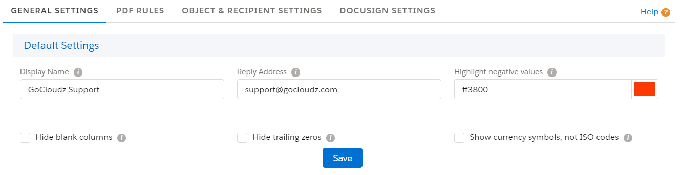 PDF Settings - General